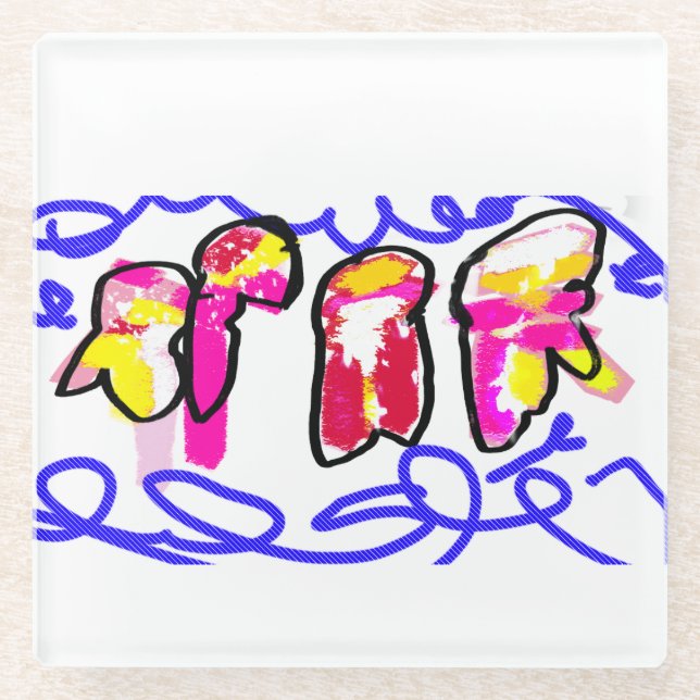 Jellyfish frost glass coaster (Front)