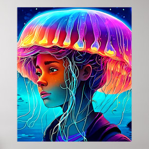 Jellyfish Girl Art Poster