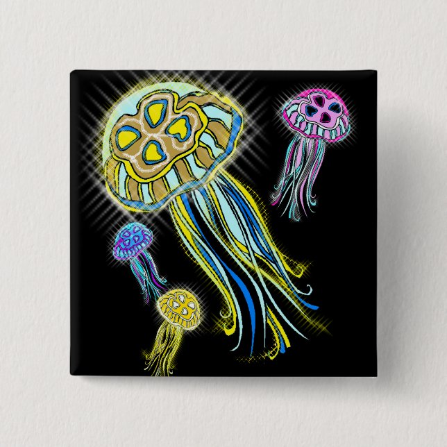 Jellyfish Group 15 Cm Square Badge (Front)