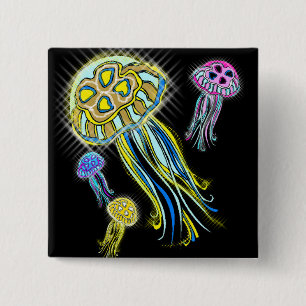 Jellyfish Group 15 Cm Square Badge