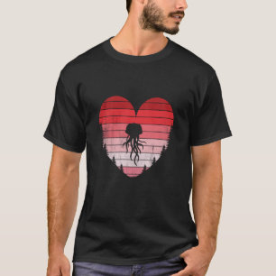 Jellyfish Heart Love Valentines Day Vintage Retro  T-Shirt