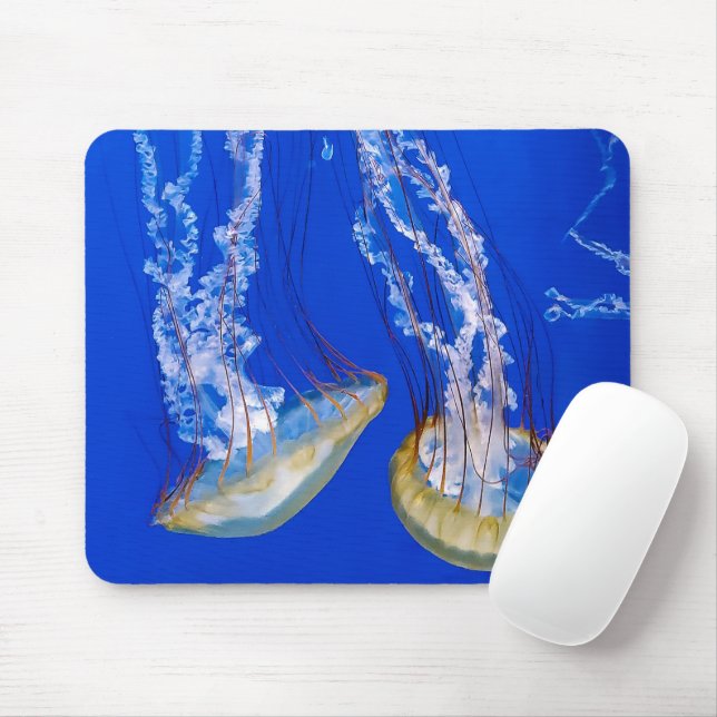Jellyfish In Blue Water Mouse Pad (With Mouse)
