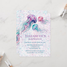 Jellyfish in Teal and Purple Girl Baby Shower 