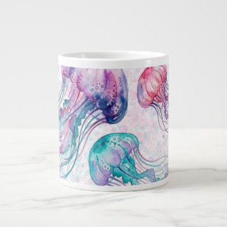 Jellyfish in Teal and Purple Girl Baby Shower Large Coffee Mug