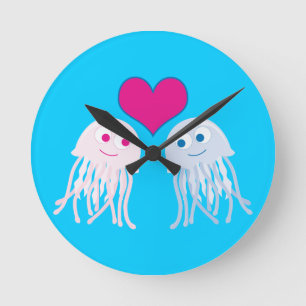 Jellyfish Love Round Clock
