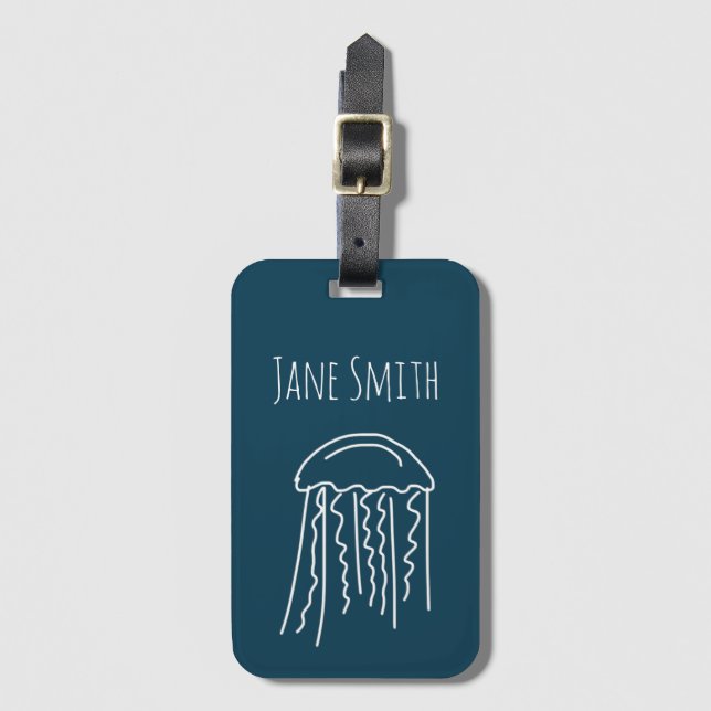 Jellyfish marine life aquatic modern luggage tag (Front Vertical)