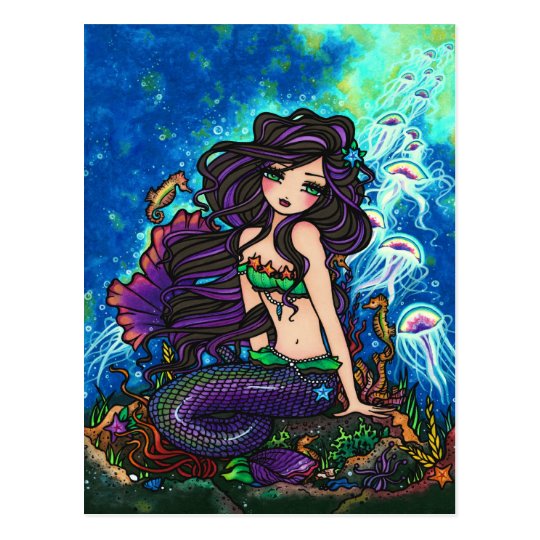Jellyfish Mermaid Fantasy Marine Art Postcard