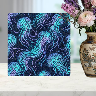 Jellyfish Mosaic Teal Purple Iridescent Design Ceramic Tile