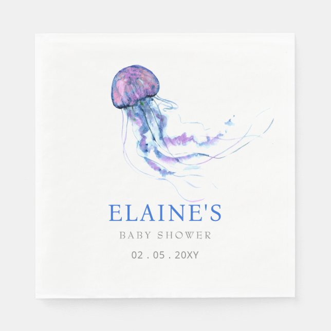 Jellyfish Ocean Beach Under The Sea Baby Shower  Napkin (Front)
