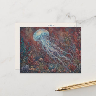 Jellyfish Ocean Watercolour Inspired Post Card