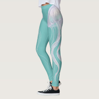 Jellyfish on Aqua Leggings