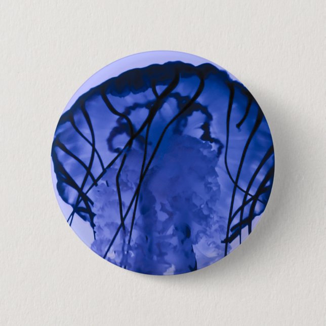 Jellyfish on Blue 6 Cm Round Badge (Front)