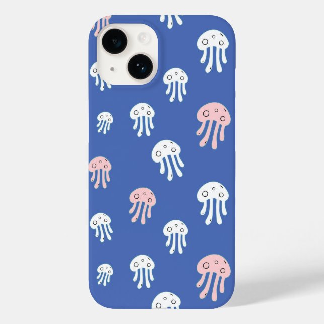 Jellyfish on Blue Background Case-Mate iPhone Case (Back)