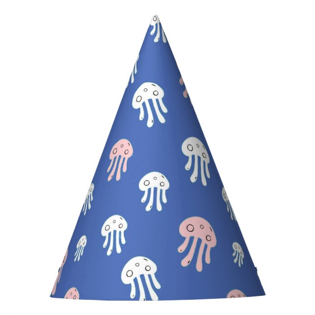 Jellyfish on Blue Background Party Hat (Front)