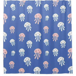 Jellyfish on Blue Background Shower Curtain