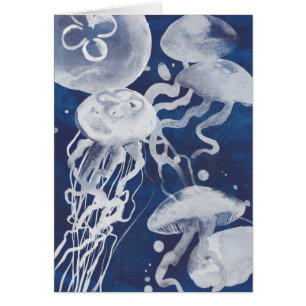 Jellyfish on Navy Background
