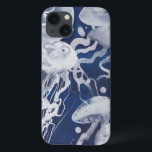Jellyfish on Navy Background iPhone 13 Case<br><div class="desc">Jellyfish on Navy Background Artist: Grace Popp</div>