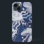 Jellyfish on Navy Background iPhone 13 Case<br><div class="desc">Jellyfish on Navy Background Artist: Grace Popp</div>