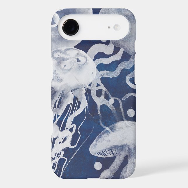Jellyfish on Navy Background Case-Mate iPhone Case (Back)