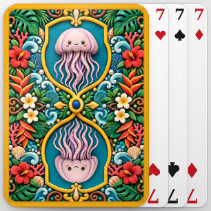Jellyfish, Open Ocean Clay Art Playing Cards
