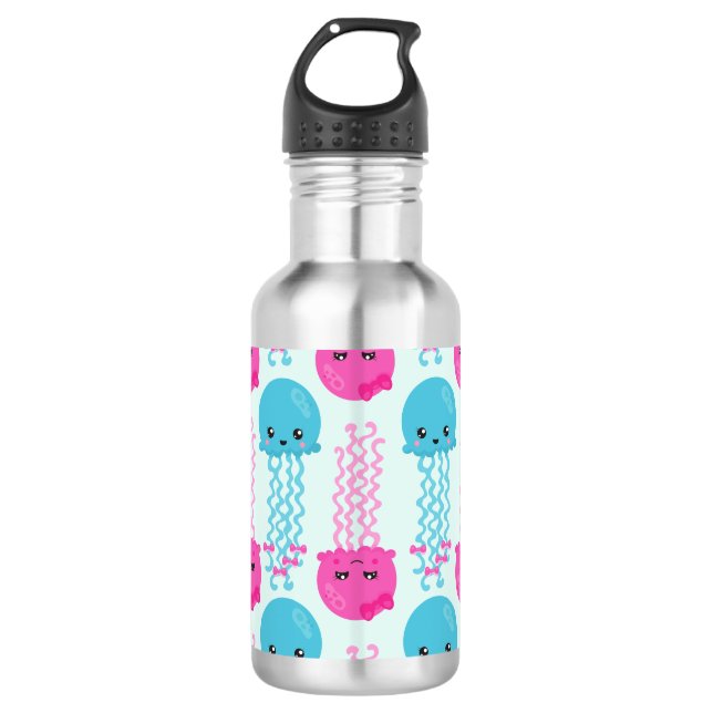 Jellyfish Pattern, Cute Jellyfish, Sea Animals 710 Ml Water Bottle (Front)