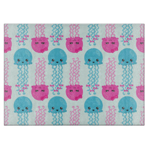 Jellyfish Pattern, Cute Jellyfish, Sea Animals Cutting Board