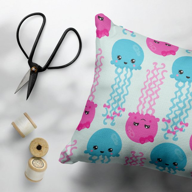 Jellyfish Pattern, Cute Jellyfish, Sea Animals Decorative Cushion (Creator Uploaded)
