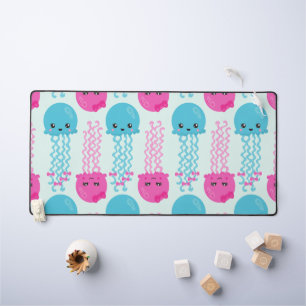 Jellyfish Pattern, Cute Jellyfish, Sea Animals Desk Mat