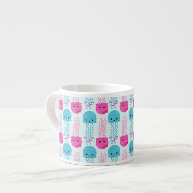 Jellyfish Pattern, Cute Jellyfish, Sea Animals Espresso Cup (Front Left)
