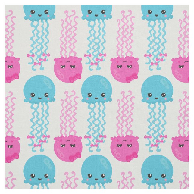 Jellyfish Pattern, Cute Jellyfish, Sea Animals Fabric (Swatch)