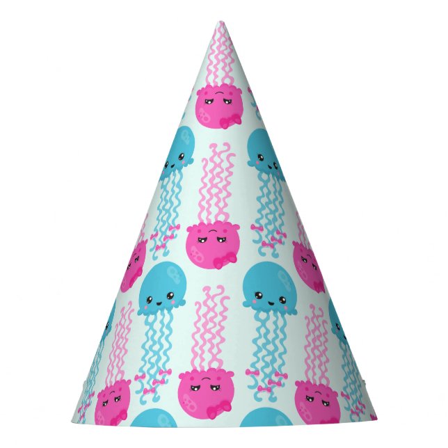 Jellyfish Pattern, Cute Jellyfish, Sea Animals Party Hat (Front)