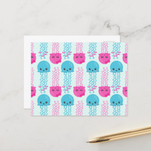 Jellyfish Pattern, Cute Jellyfish, Sea Animals Postcard