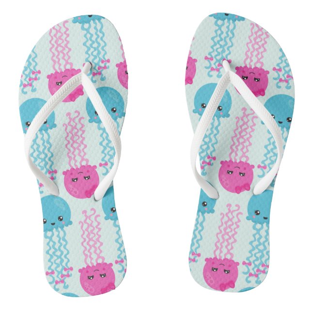 Jellyfish Pattern, Cute Jellyfish, Sea Animals Thongs (Footbed)