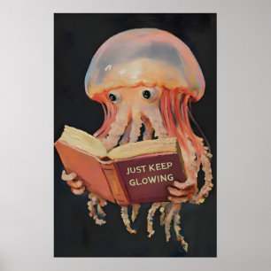Jellyfish Reading Book Art Print - Funny Literary