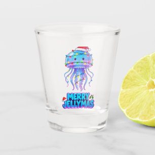 Jellyfish Santa Hat Christmas Light Merry Jellymas Shot Glass