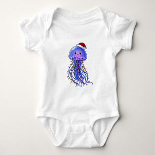 Jellyfish Santa Hat Christmas Lights Merry Jellyma Baby Bodysuit
