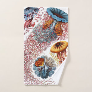 Jellyfish (Scheibenquallen) by Ernst Haeckel Hand Towel