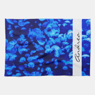 Jellyfish, Sea Animals, Sea Life, Your Name Tea Towel