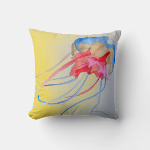 Jellyfish sea creature original art illustration cushion