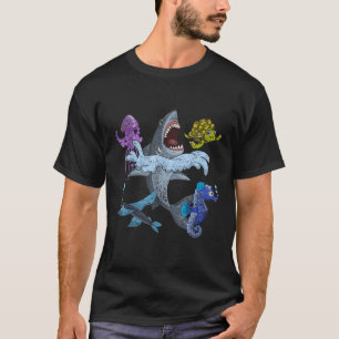 Jellyfish Seahorse Turtle Shark Funny Ocean Squad T-Shirt