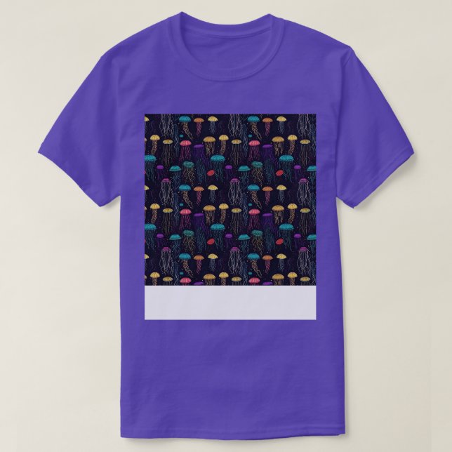 Jellyfish Seamless Pattern Jelly Fish Aquatic Mari T-Shirt (Design Front)