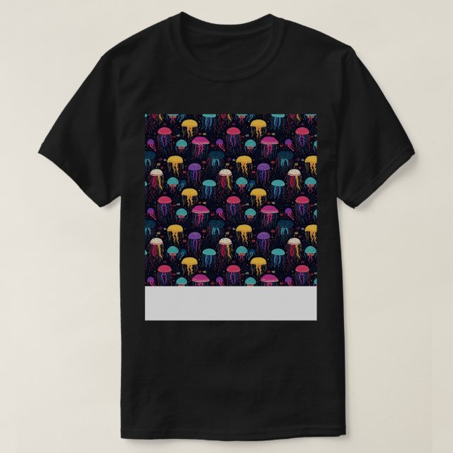 Jellyfish Seamless Pattern Jelly Fish Aquatic Mari T-Shirt (Design Front)