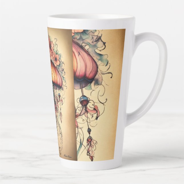 Jellyfish Serenity: Artistic T-Shirt Designs Inspi Latte Mug (Right)