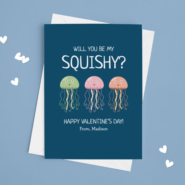 Jellyfish Squishy Classroom Valentines Holiday Card (Creator Uploaded)