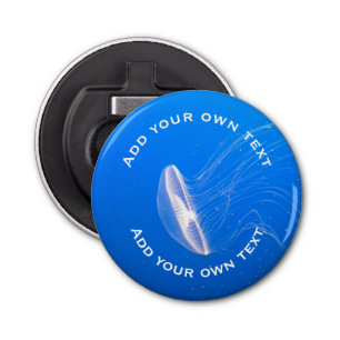 Jellyfish Tentacles Bright Blue Sea Custom Text Bottle Opener