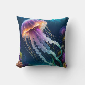 Jellyfish throw pillow