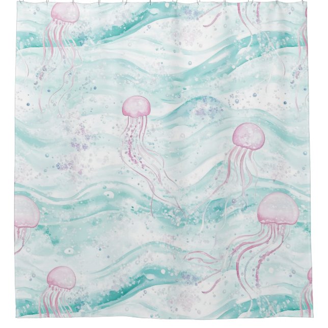 Jellyfish Underwater Adventure Pattern Shower Curtain (Front)