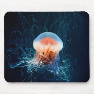 Jellyfish Underwater - Dark Glow Mouse Pad