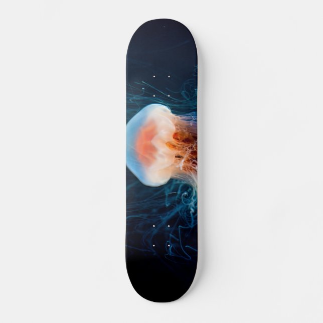 Jellyfish Underwater - Dark Glow Skateboard (Front)