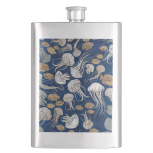 Jellyfish Underwater Pattern Hip Flask
